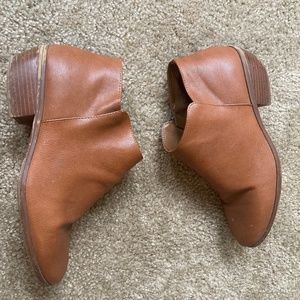 Tan Low Heeled Ankle Boots